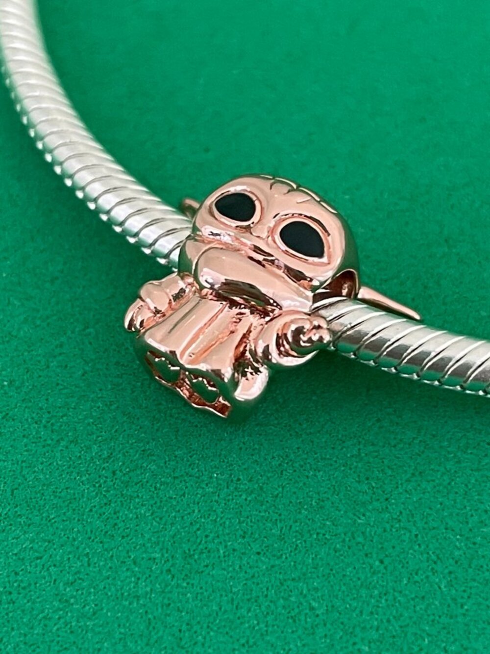 Authentic Pandora Star Wars™ Grogu™ Black Charm Rose Gold-Plated